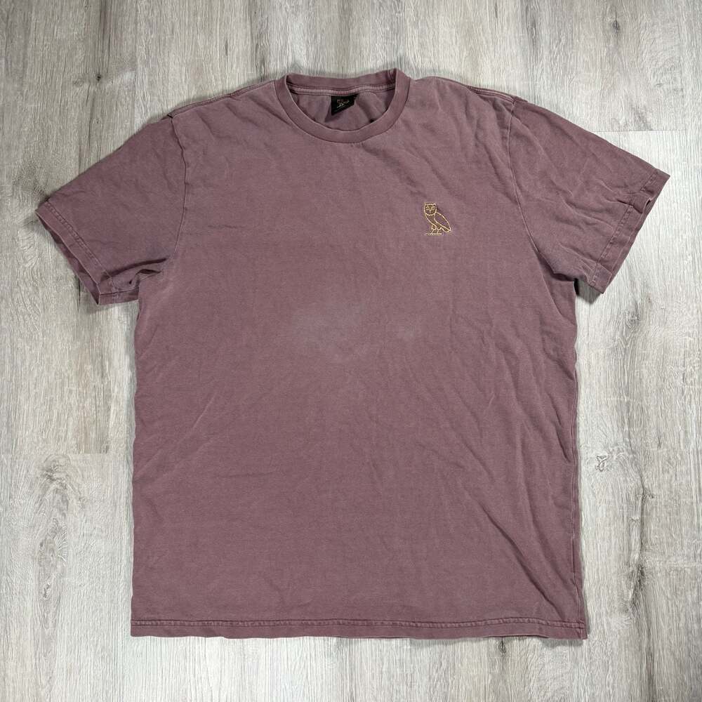 Mens October's Very Own OVO Owl Logo T-Shirt Burgundy  Large